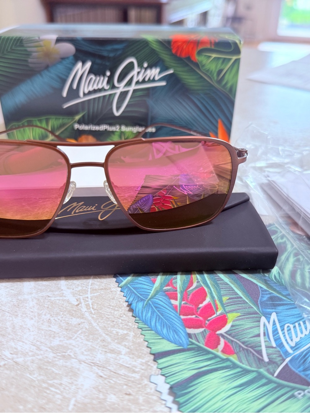 Maui Jim beaches UnisexGold Metal Aviator Sunglasses with Mirror Lenses - Picture 7 of 8